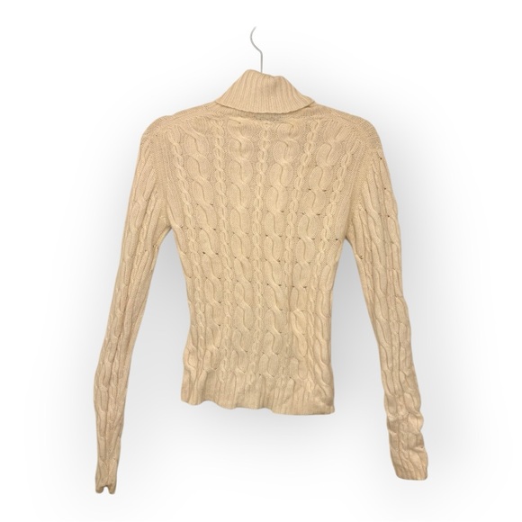 Autumn Cashmere Ivory Cable Knit Turtleneck Sweater 100% Cashmere M - Picture 3 of 6